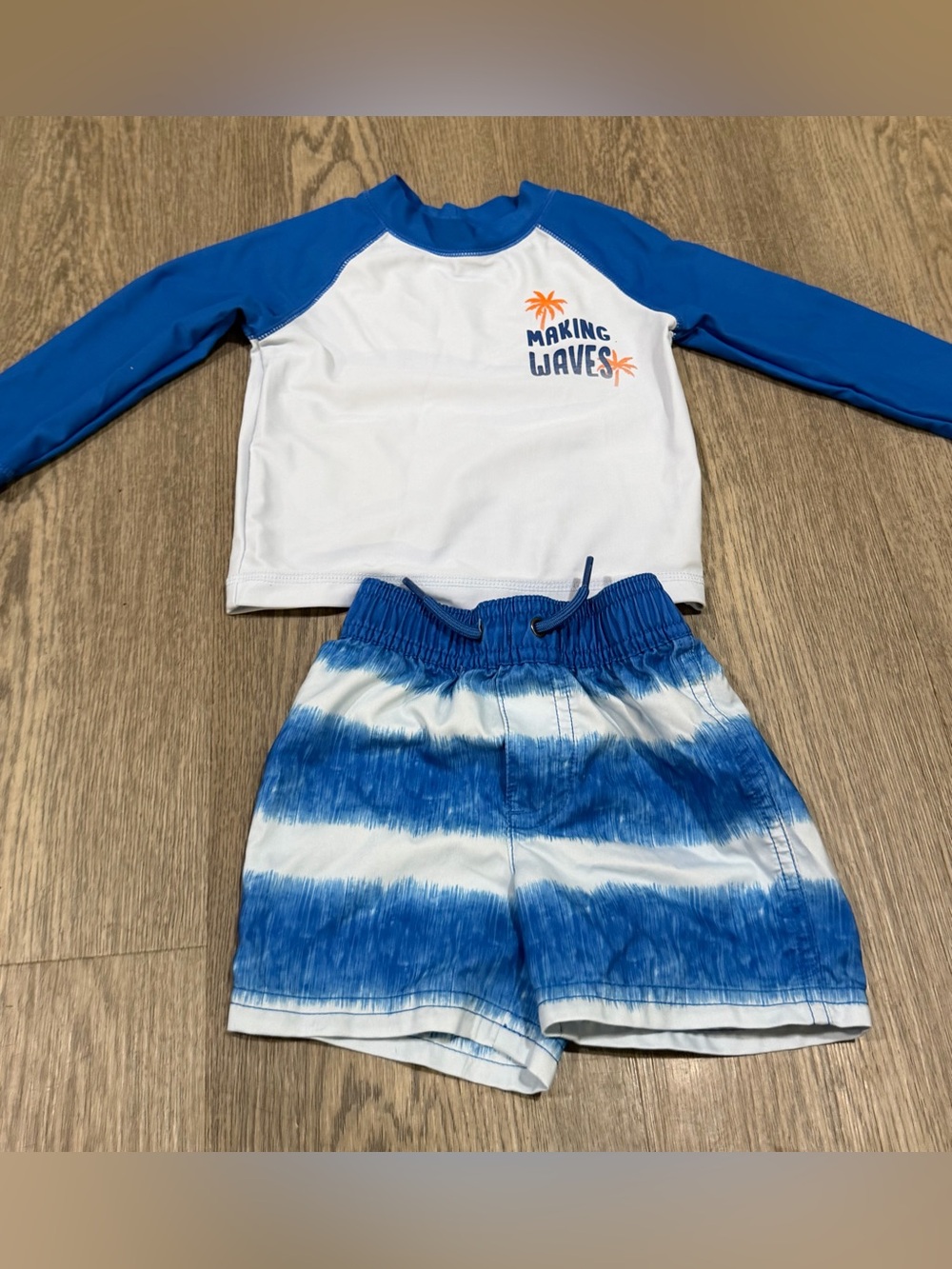 Carters Infant Toddler Boy Rash Guard & Trunk Swimsuit Set Making Waves 12 Month